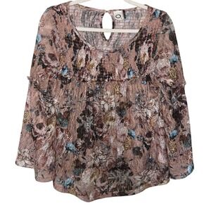 Anthropologie Akemi + Kin Blouse Women's Size Small Floral Patterned Boho Flowy